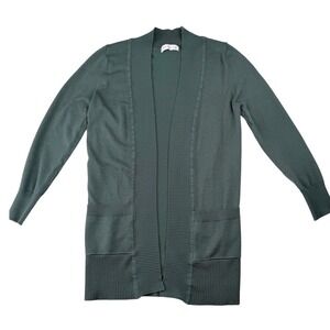 New Active USA Cardigan Hunter Green Open Front Ribbed Pockets Y2K Goblincore S